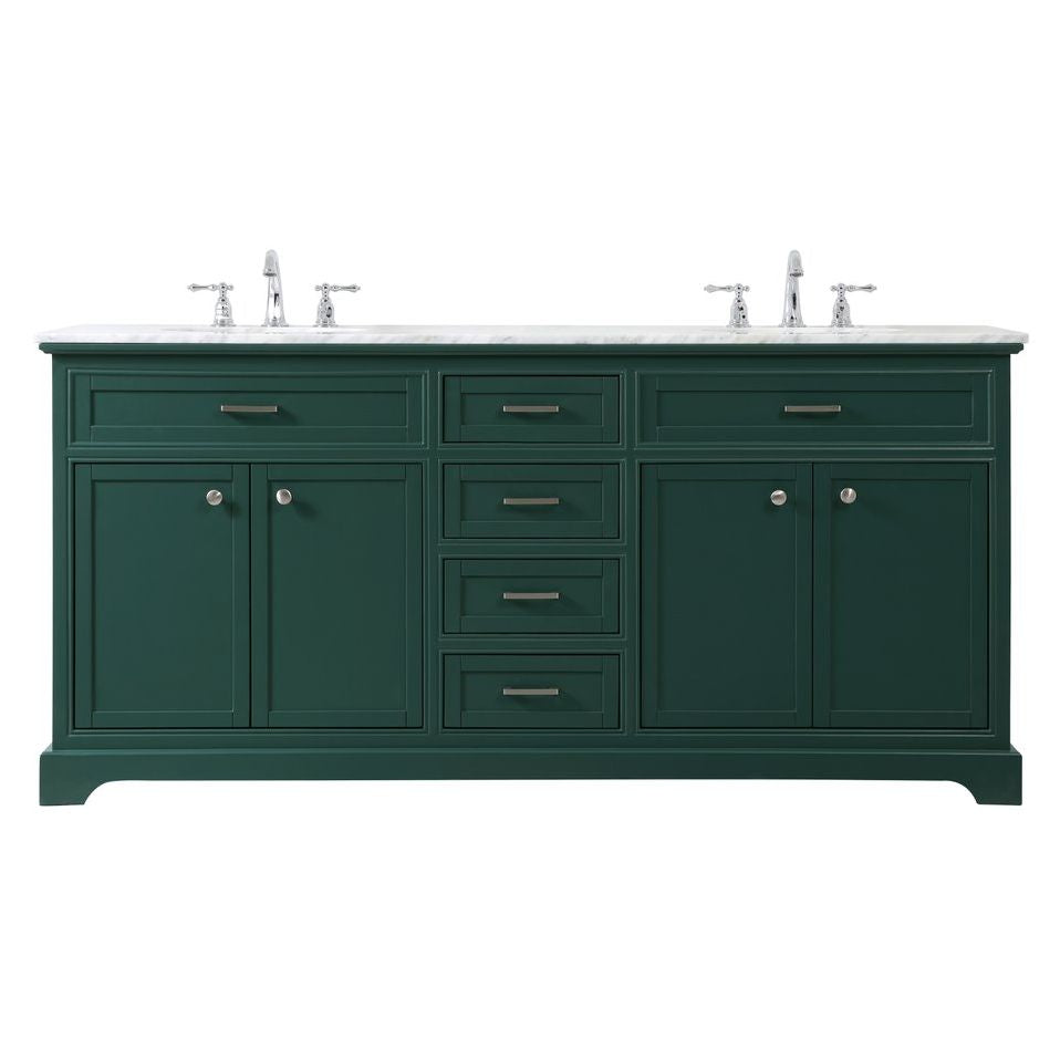 VF15072DGN 72" Double Bathroom Vanity in Green
