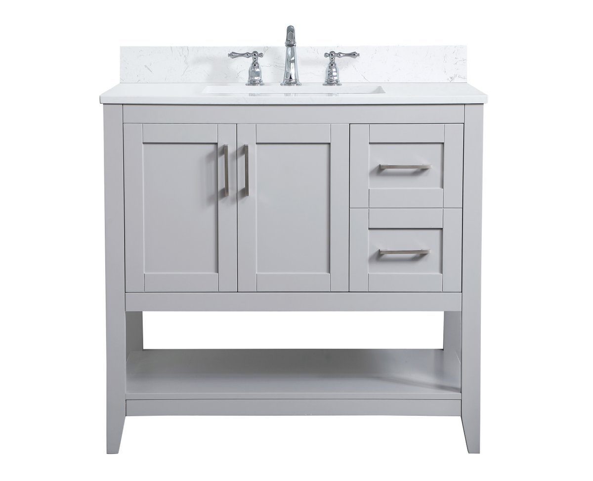 VF16036GR-BS 36" Single Bathroom Vanity in Grey With Backsplash