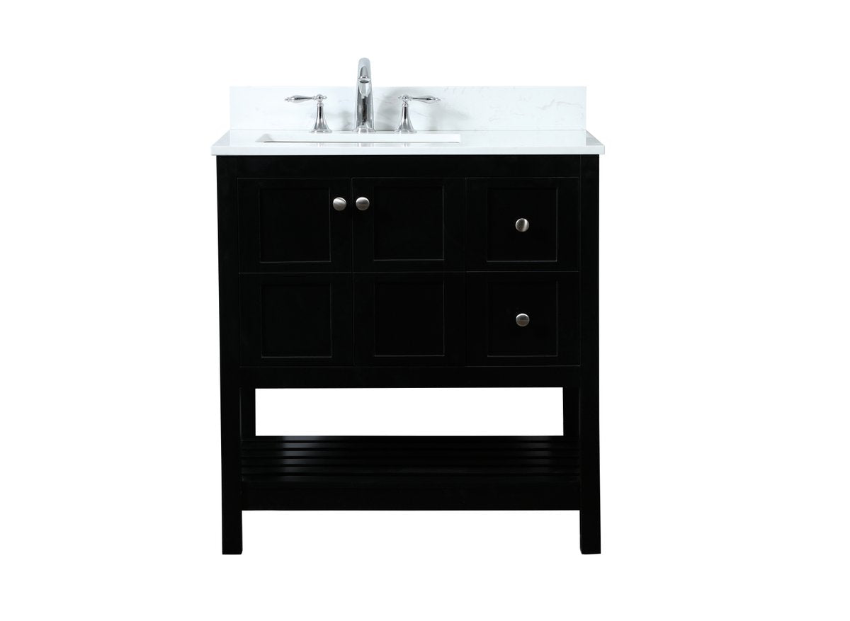 VF16432BK-BS 32" Single Bathroom Vanity in Black With Backsplash