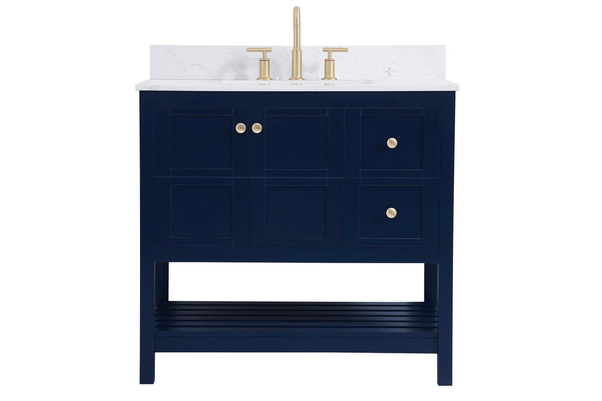 VF16436BL-BS 36" Single Bathroom Vanity in Blue With Backsplash