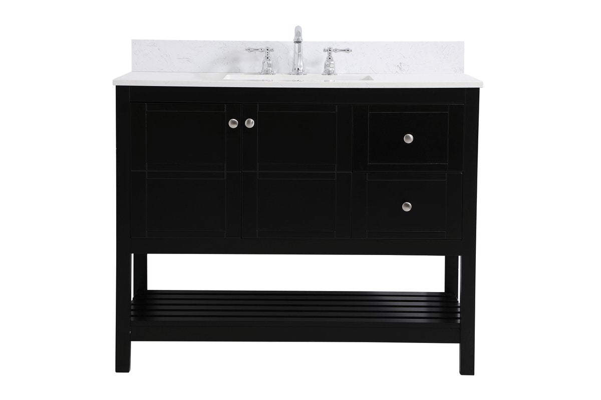 VF16442BK-BS 42" Single Bathroom Vanity in Black With Backsplash