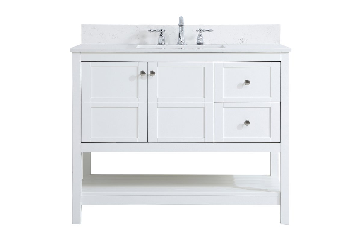 VF16442WH-BS 42" Single Bathroom Vanity in White With Backsplash