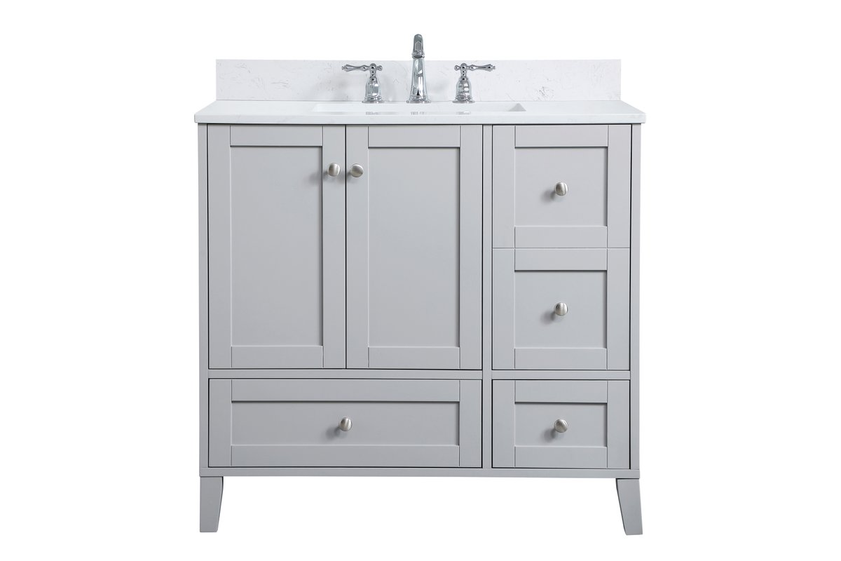 VF18036GR-BS 36" Single Bathroom Vanity in Grey With Backsplash