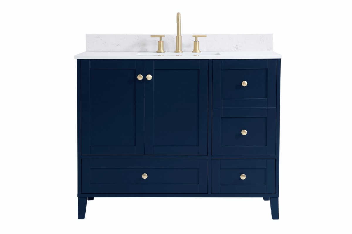 VF18042BL-BS 42" Single Bathroom Vanity in Blue With Backsplash