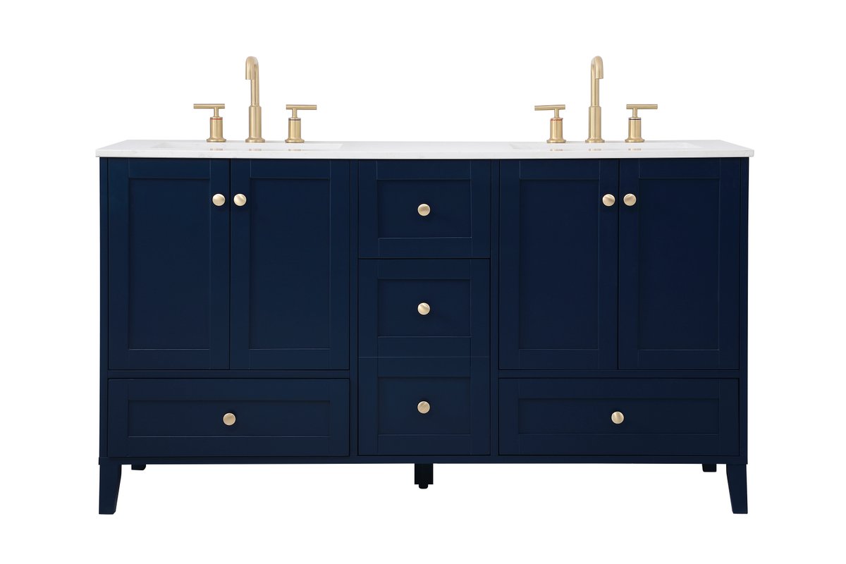 VF18060DBL 60" Double Bathroom Vanity in Blue