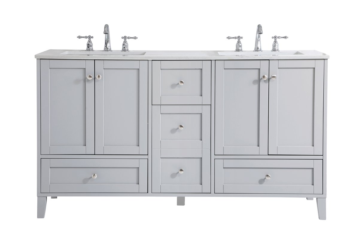 VF18060DGR 60" Double Bathroom Vanity in Grey