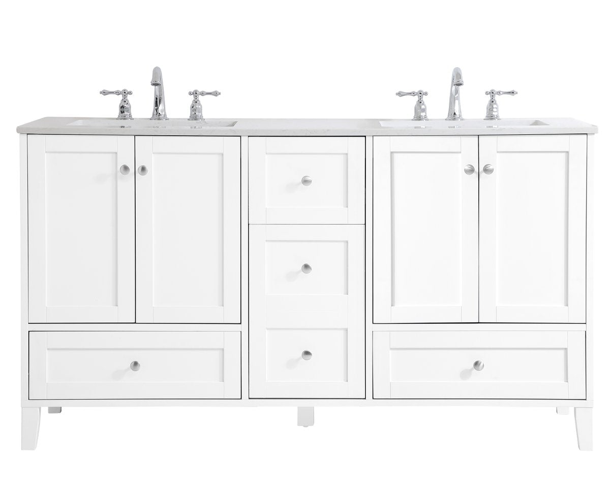 VF18060DWH 60" Double Bathroom Vanity in White