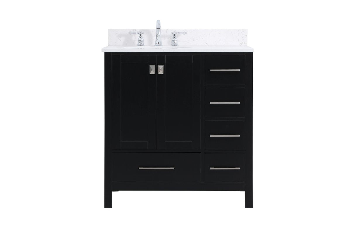 VF18832BK-BS 32" Single Bathroom Vanity in Black With Backsplash