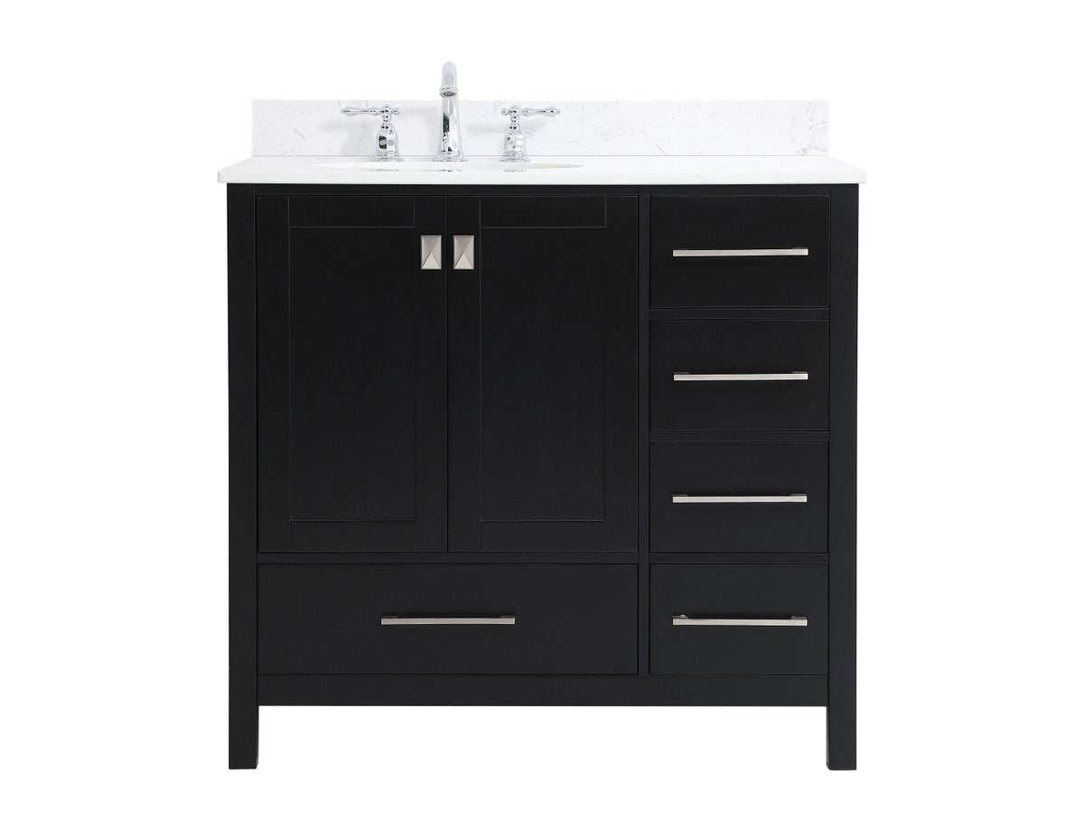 VF18836BK-BS 36" Single Bathroom Vanity in Black With Backsplash