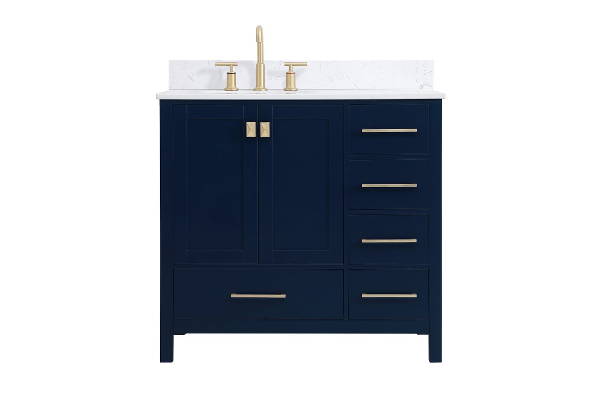 VF18836BL-BS 36" Single Bathroom Vanity in Blue With Backsplash