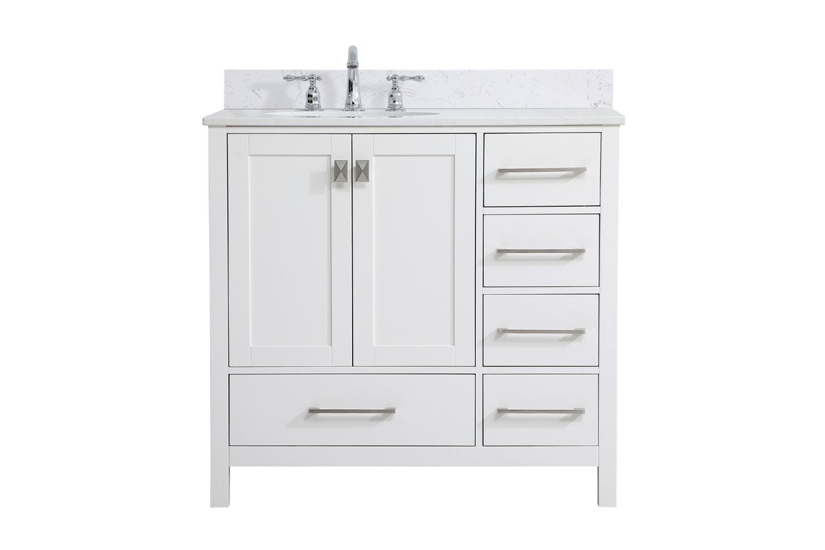 VF18836WH-BS 36" Single Bathroom Vanity in White With Backsplash
