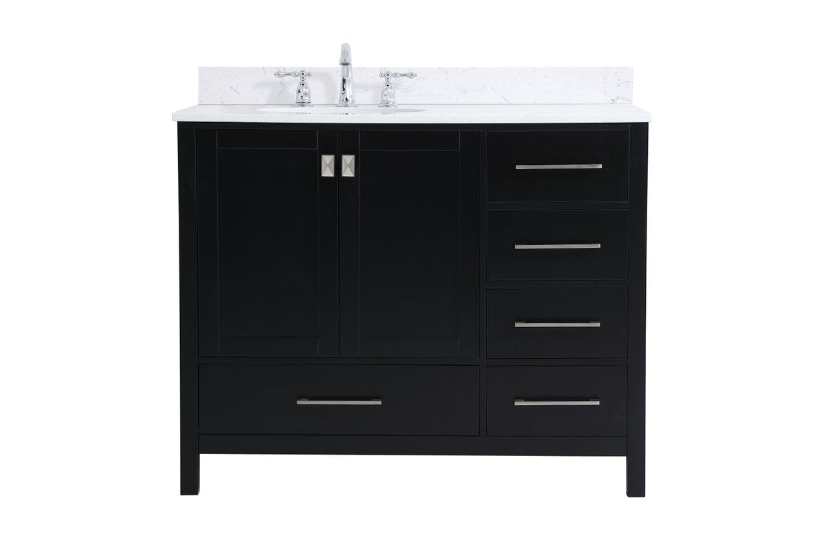 VF18842BK-BS 42" Single Bathroom Vanity in Black With Backsplash
