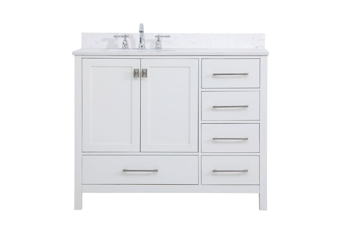 VF18842WH-BS 42" Single Bathroom Vanity in White With Backsplash