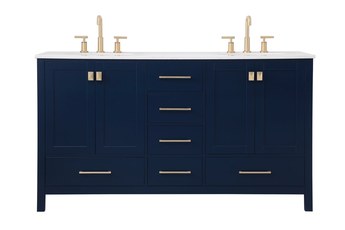 VF18860DBL 60" Double Bathroom Vanity in Blue