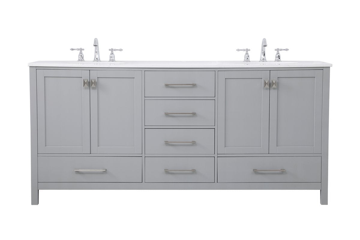 VF18872DGR 72" Double Bathroom Vanity in Gray