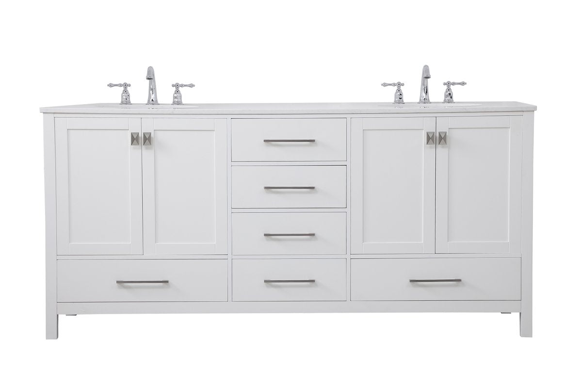 VF18872DWH 72" Double Bathroom Vanity in White