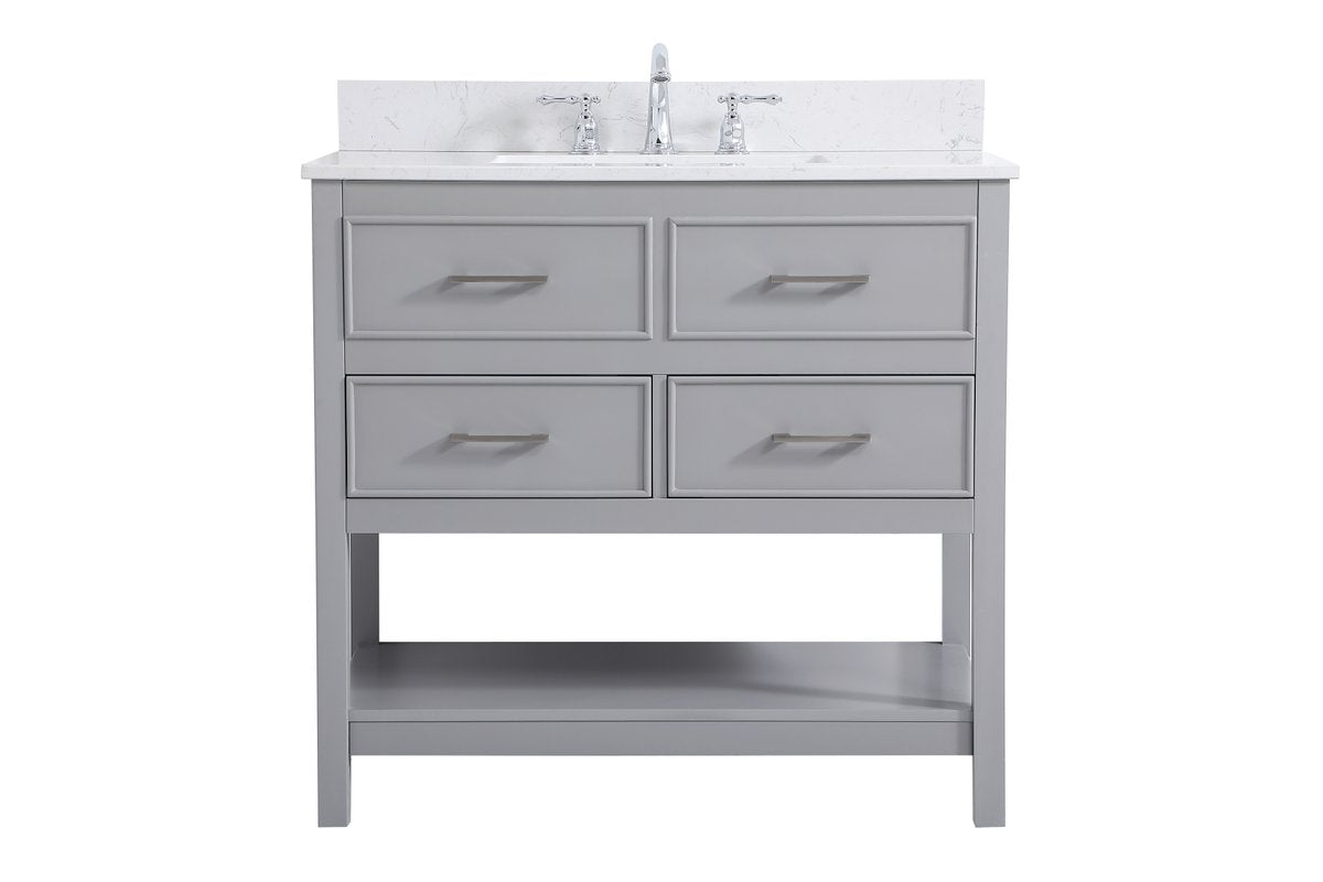VF19036GR-BS 36" Single Bathroom Vanity in Gray With Backsplash