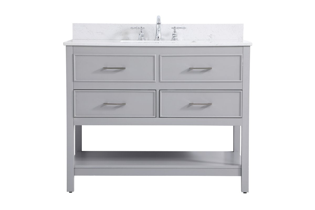 VF19042GR-BS 42" Single Bathroom Vanity in Gray With Backsplash