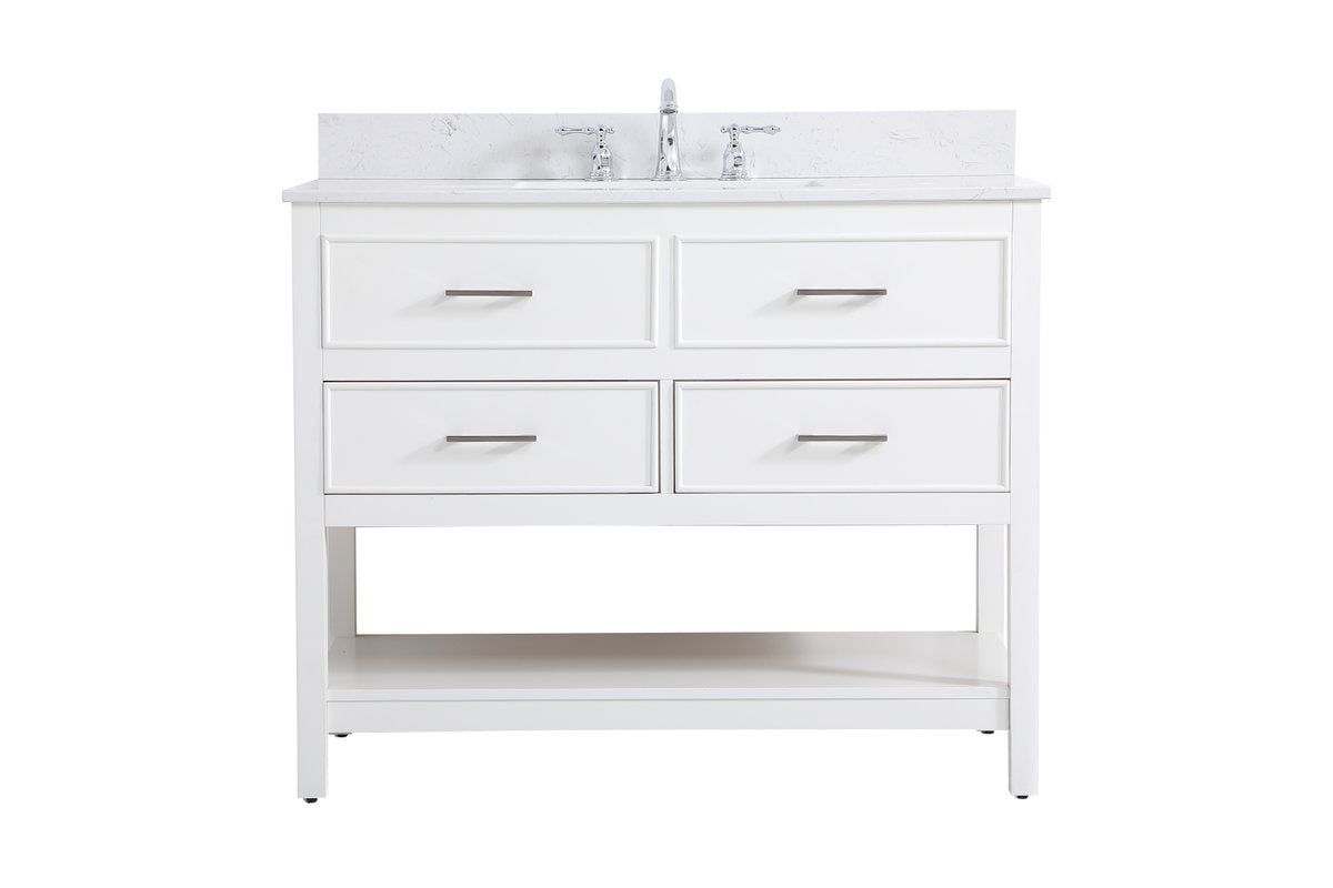 VF19042WH-BS 42" Single Bathroom Vanity in White With Backsplash