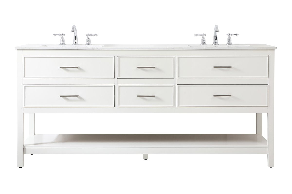 VF19072DWH 72" Double Bathroom Vanity in White