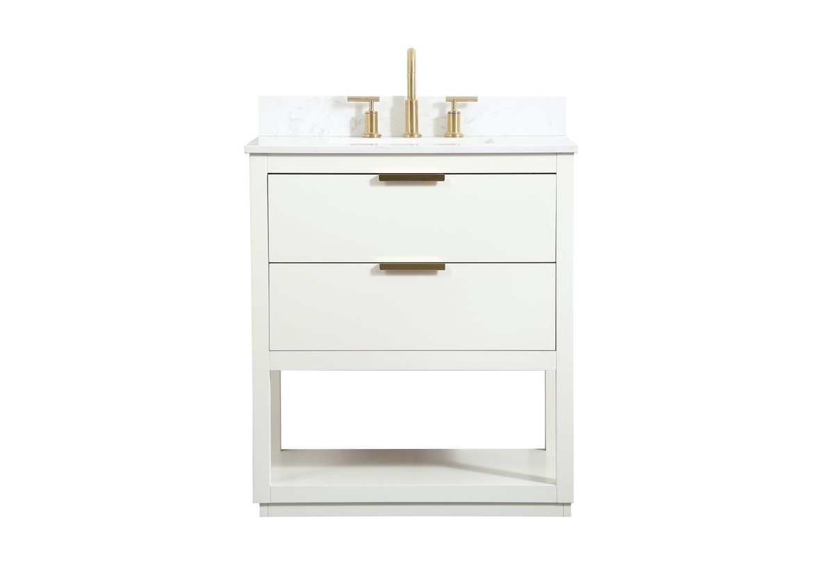 VF19230WH-BS 30" Single Bathroom Vanity in White With Backsplash