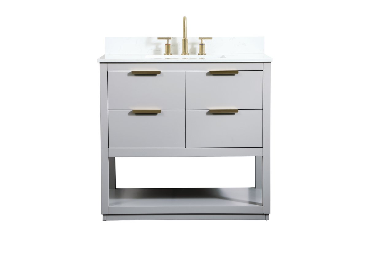 VF19236GR-BS 36" Single Bathroom Vanity in Grey With Backsplash