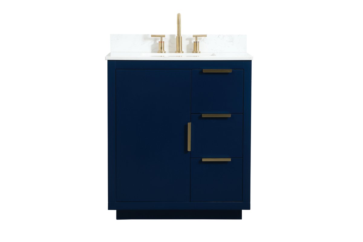 VF19430BL-BS 30" Single Bathroom Vanity in Blue With Backsplash