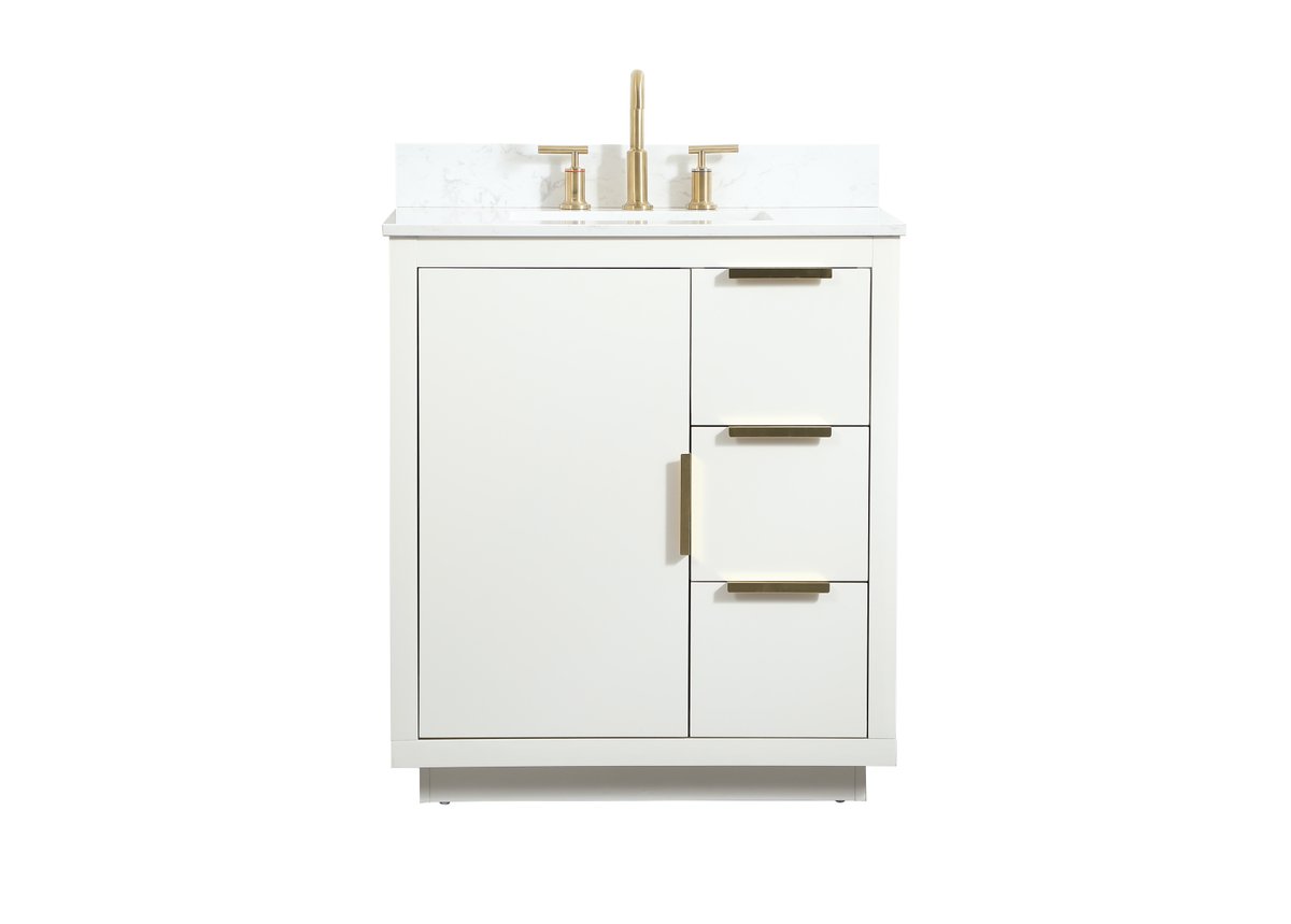 VF19430WH-BS 30" Single Bathroom Vanity in White With Backsplash