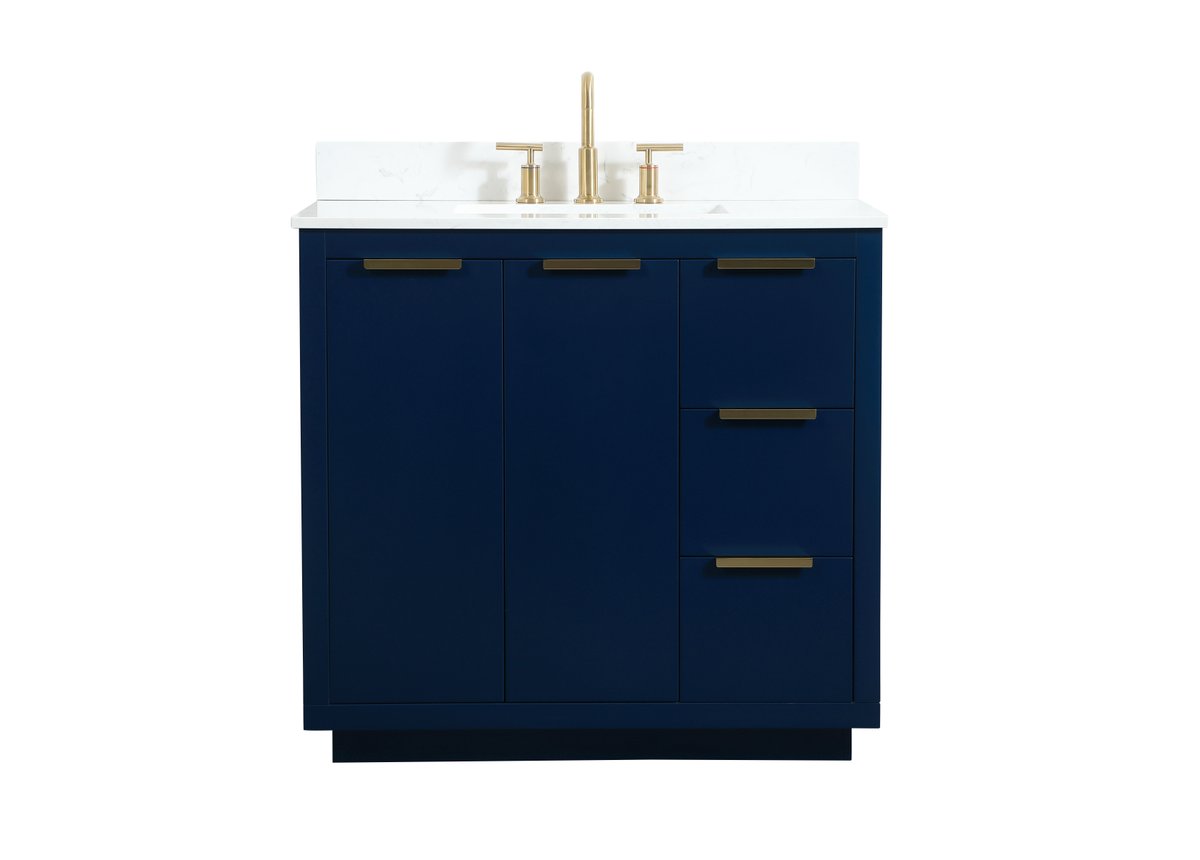VF19436BL-BS 36" Single Bathroom Vanity in Blue With Backsplash