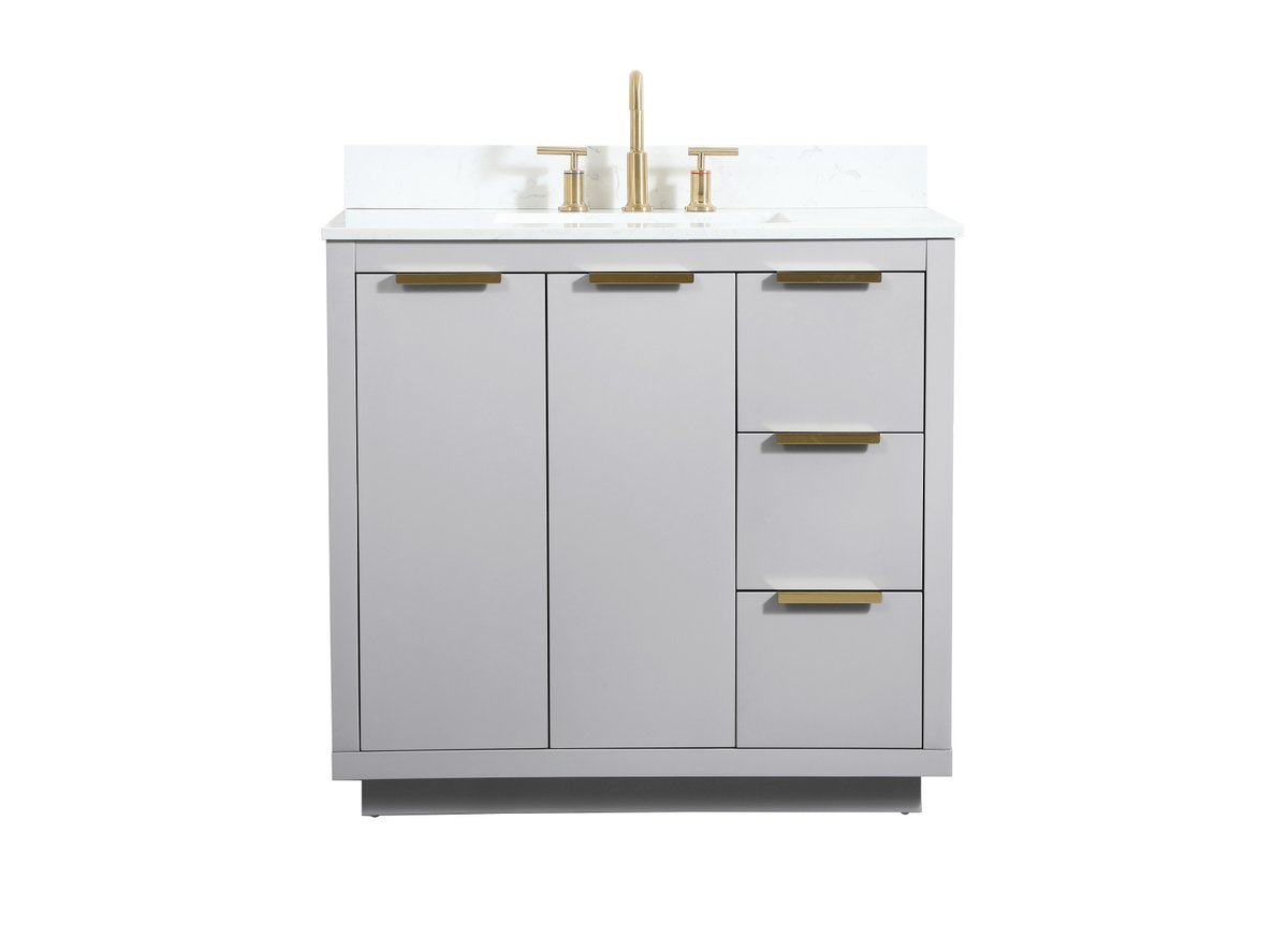 VF19436GR-BS 36" Single Bathroom Vanity in Grey With Backsplash