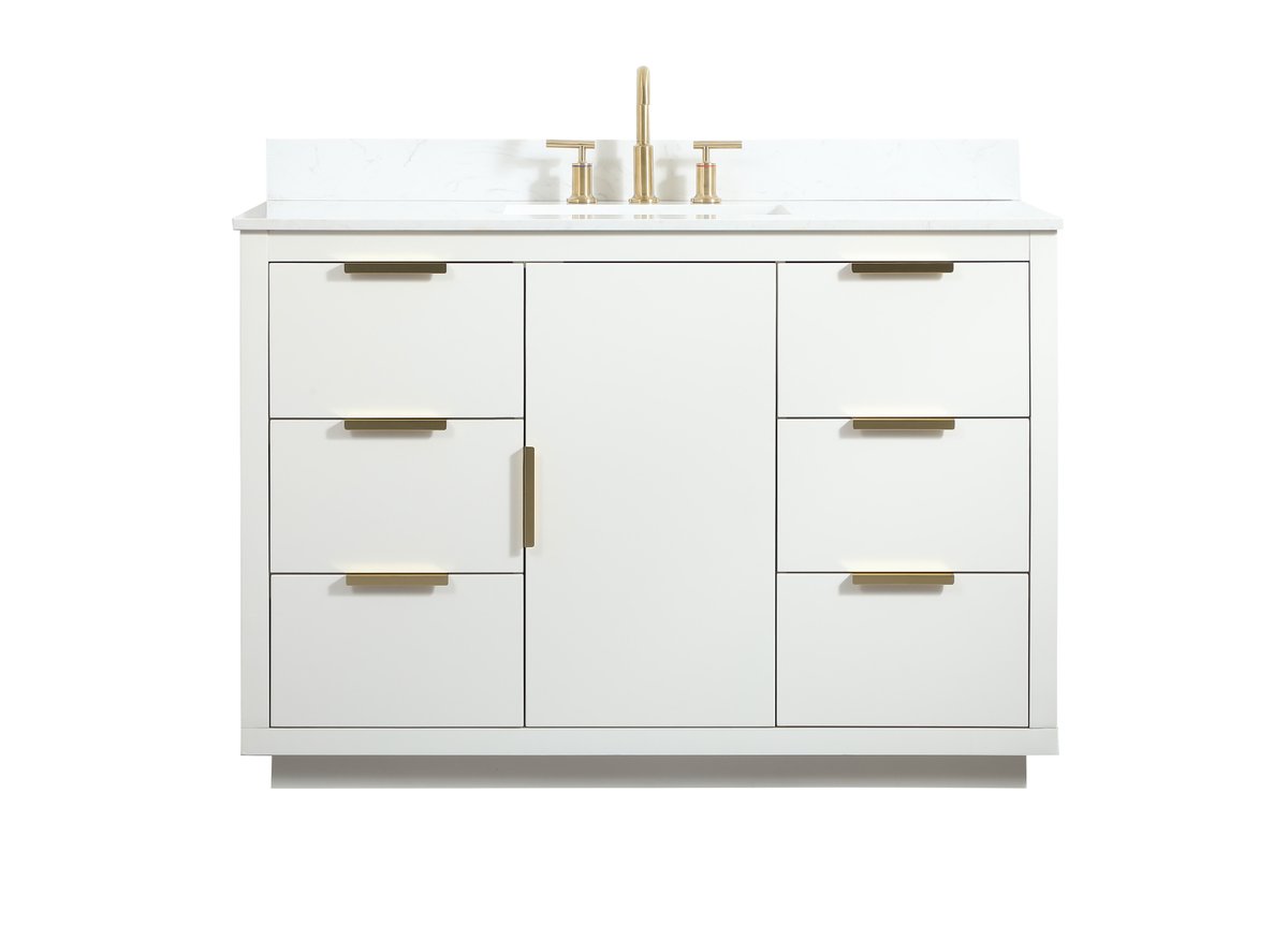 VF19448WH-BS 48" Single Bathroom Vanity in White With Backsplash
