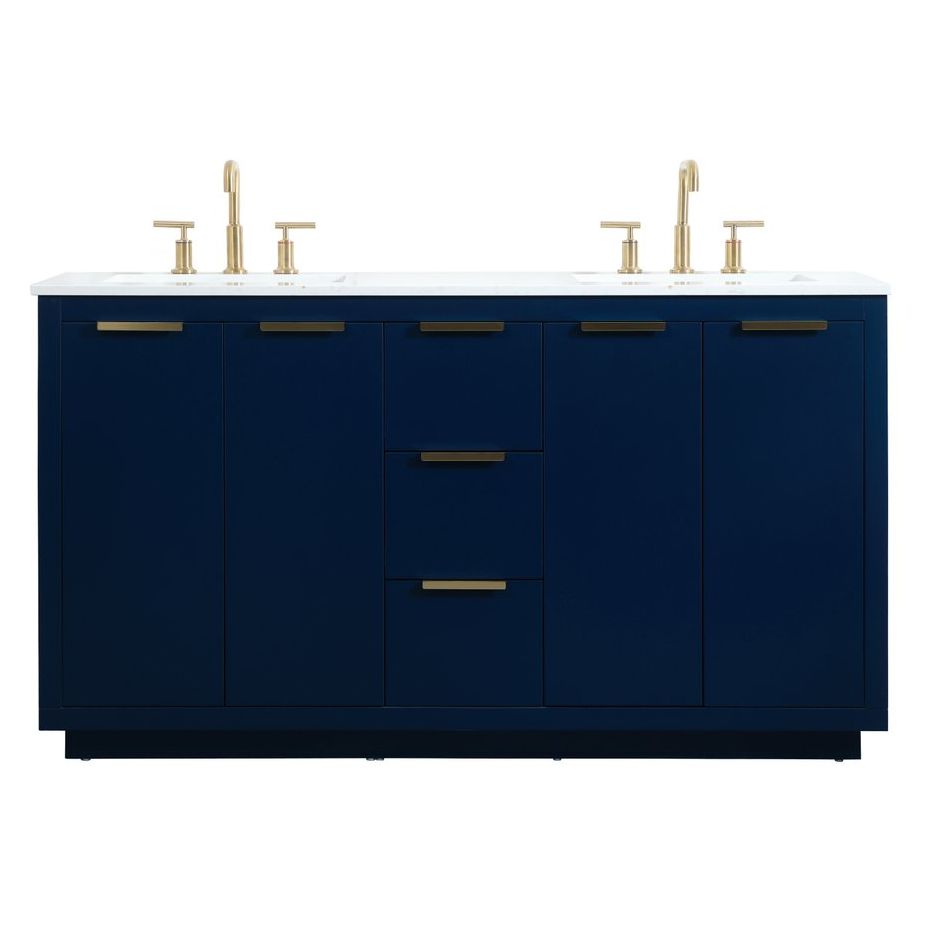 VF19460DBL 60" Double Bathroom Vanity in Blue