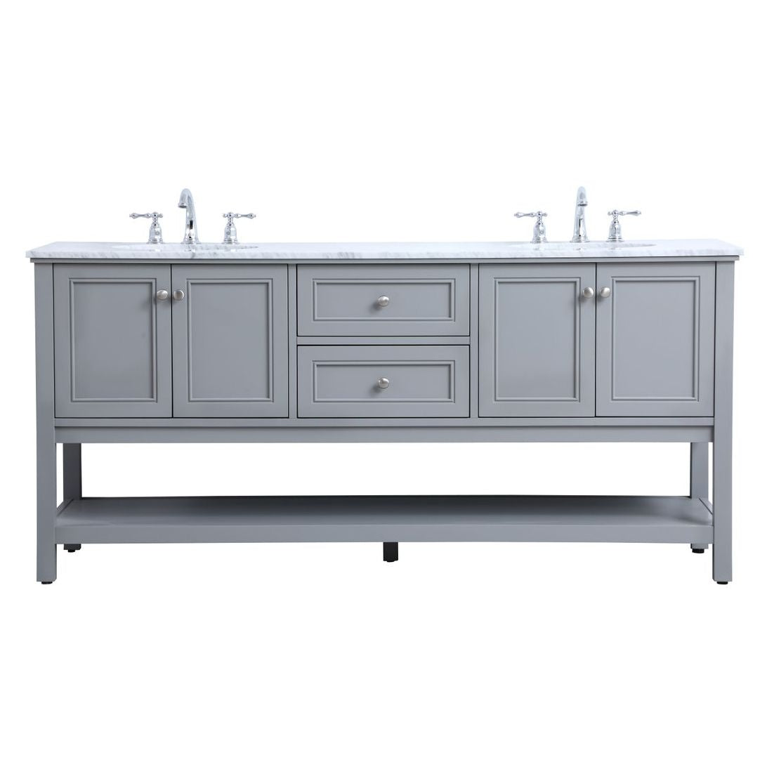 VF27072GR 72" Double Sink Bathroom Vanity Set in Grey