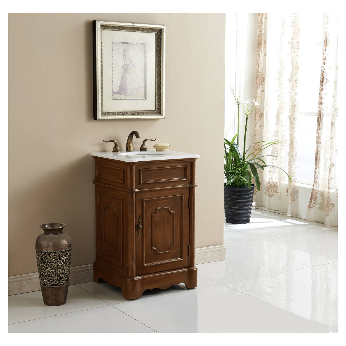 VF30421TK 21" Single Bathroom Vanity Set in Teak