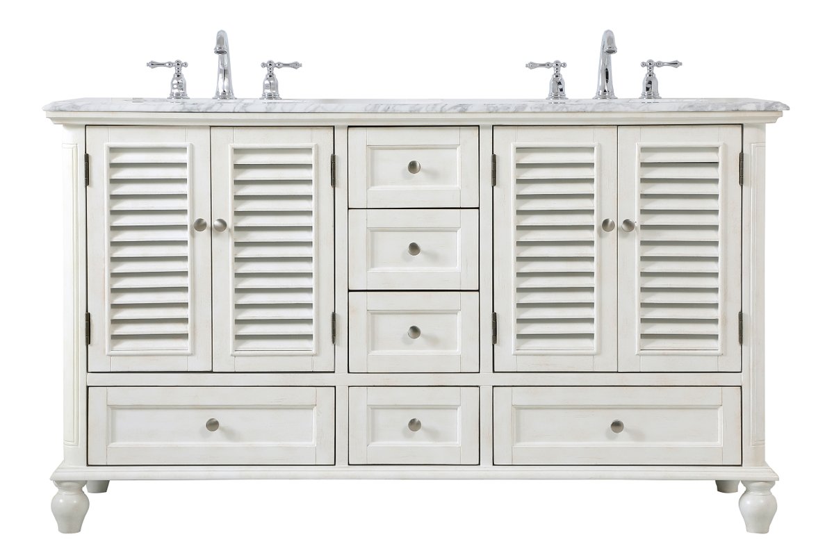 VF30560DAW 60" Double Bathroom Vanity in Antique White