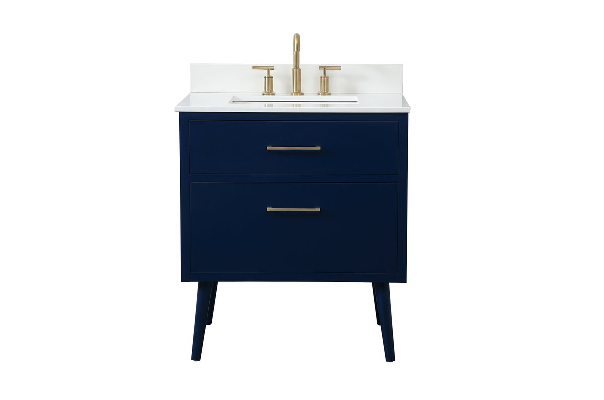 VF41030MBL-BS 30" Bathroom Vanity in Blue With Backsplash