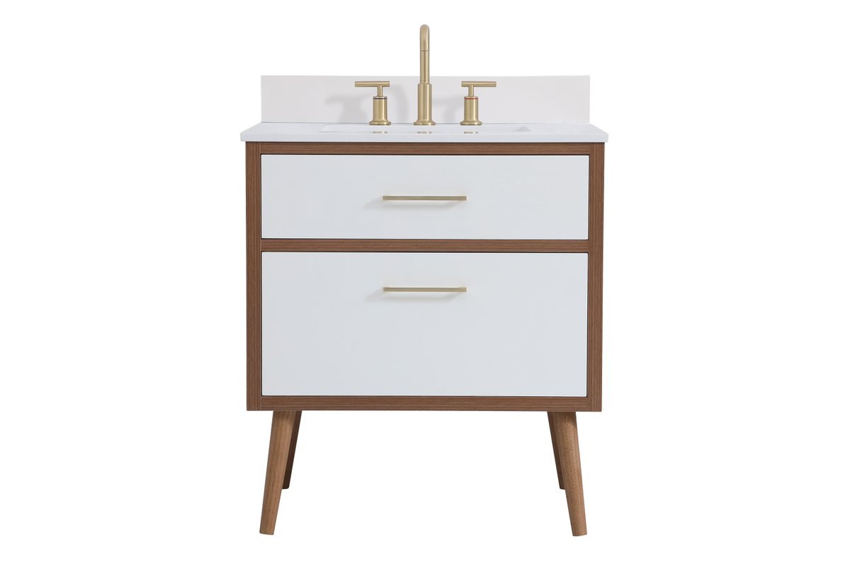 VF41030WH-BS 30" Bathroom Vanity in White With Backsplash
