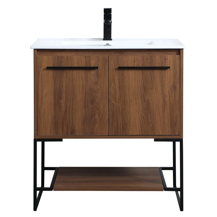 VF42030WB 30" Single Bathroom Vanity in Walnut Brown