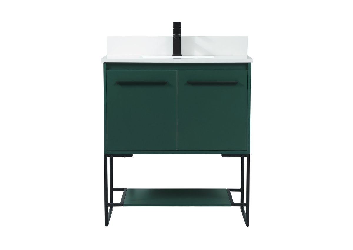 VF42530MGN-BS 30" Single Bathroom Vanity in Green With Backsplash