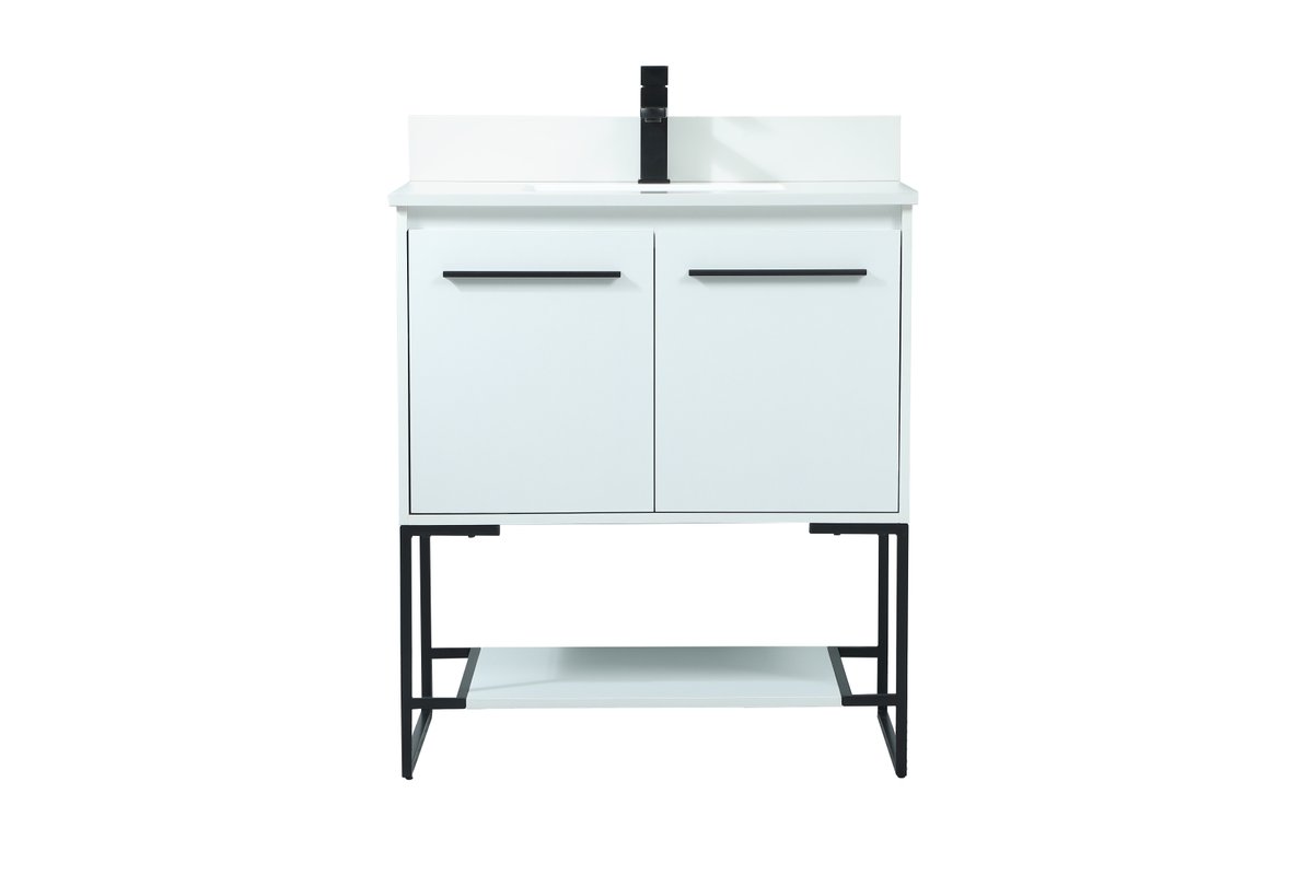 VF42530MWH-BS 30" Single Bathroom Vanity in White With Backsplash