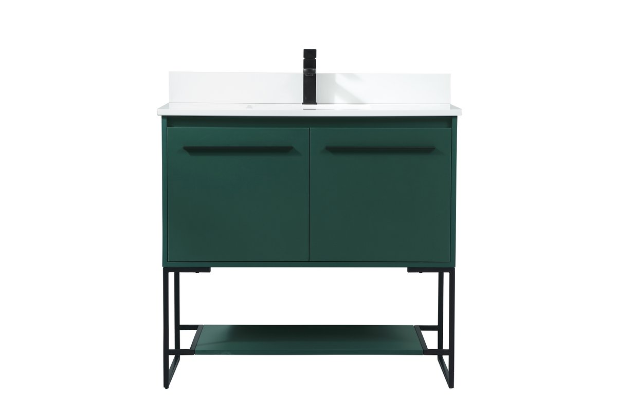 VF42536MGN-BS 36" Single Bathroom Vanity in Green With Backsplash
