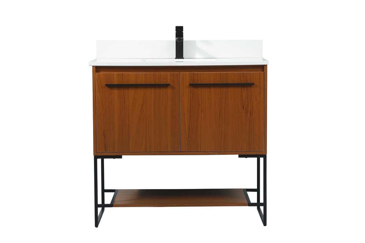 VF42536MTK-BS 36" Single Bathroom Vanity in Teak With Backsplash