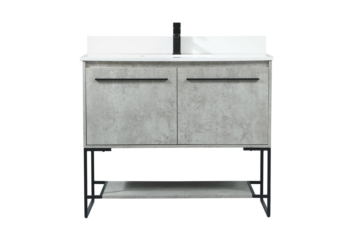 VF42540MCG-BS 40" Single Bathroom Vanity in Concrete Grey With Backsplash