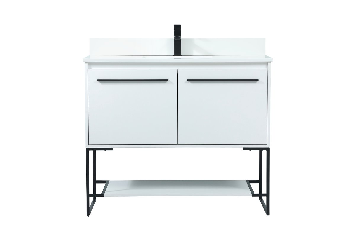 VF42540MWH-BS 40" Single Bathroom Vanity in White With Backsplash