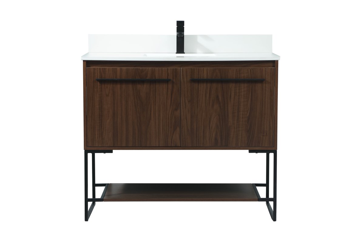 VF42540MWT-BS 40" Single Bathroom Vanity in Walnut With Backsplash