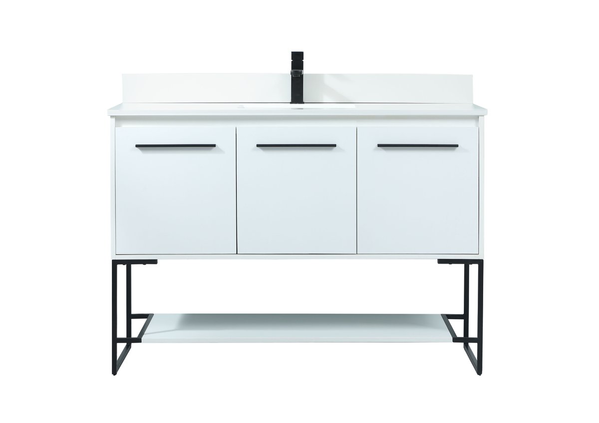 VF42548MWH-BS 48" Single Bathroom Vanity in White With Backsplash