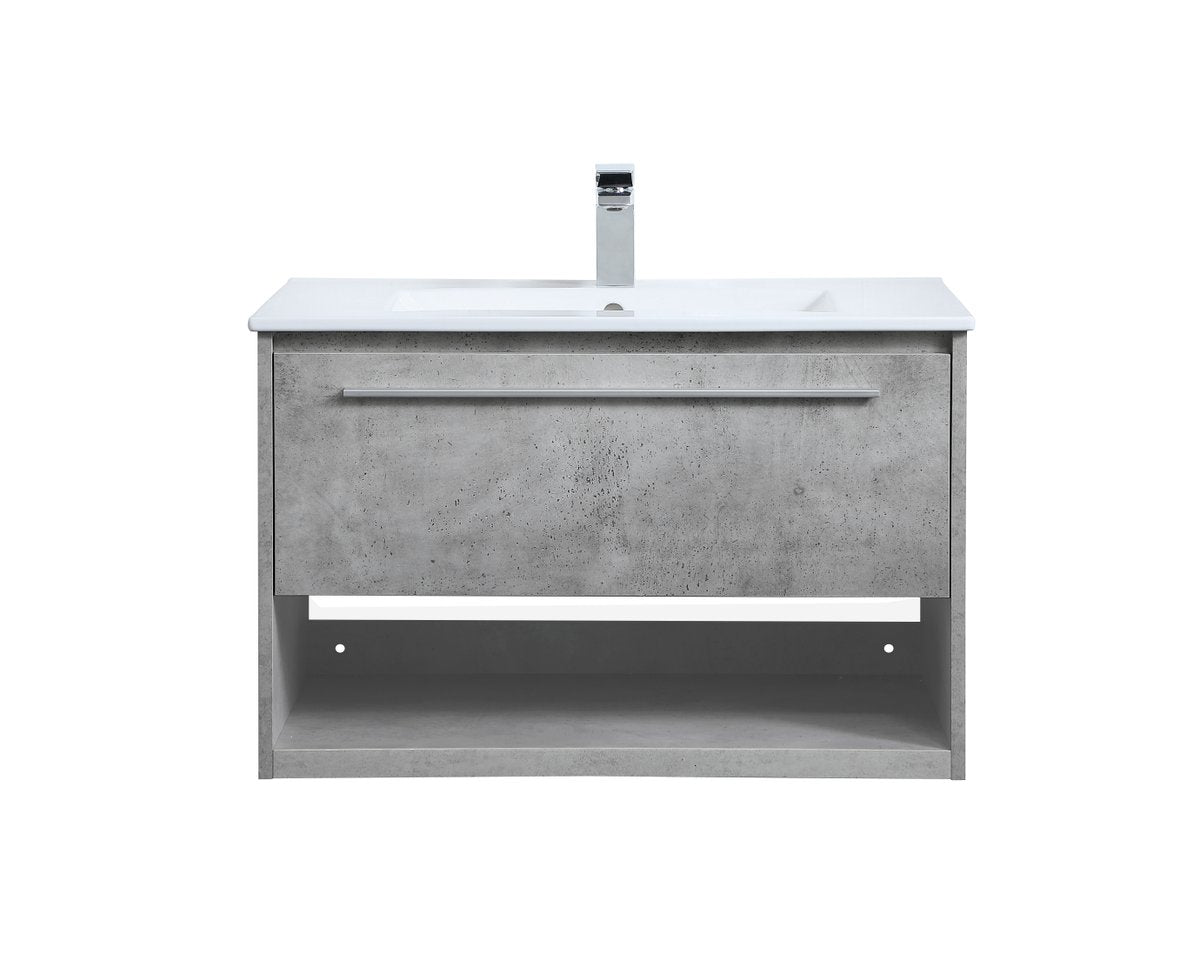 VF43030CG 30" Single Bathroom Floating Vanity in Concrete Grey