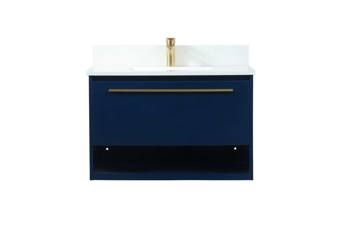 VF43530MBL-BS 30" Single Bathroom Vanity in Blue With Backsplash