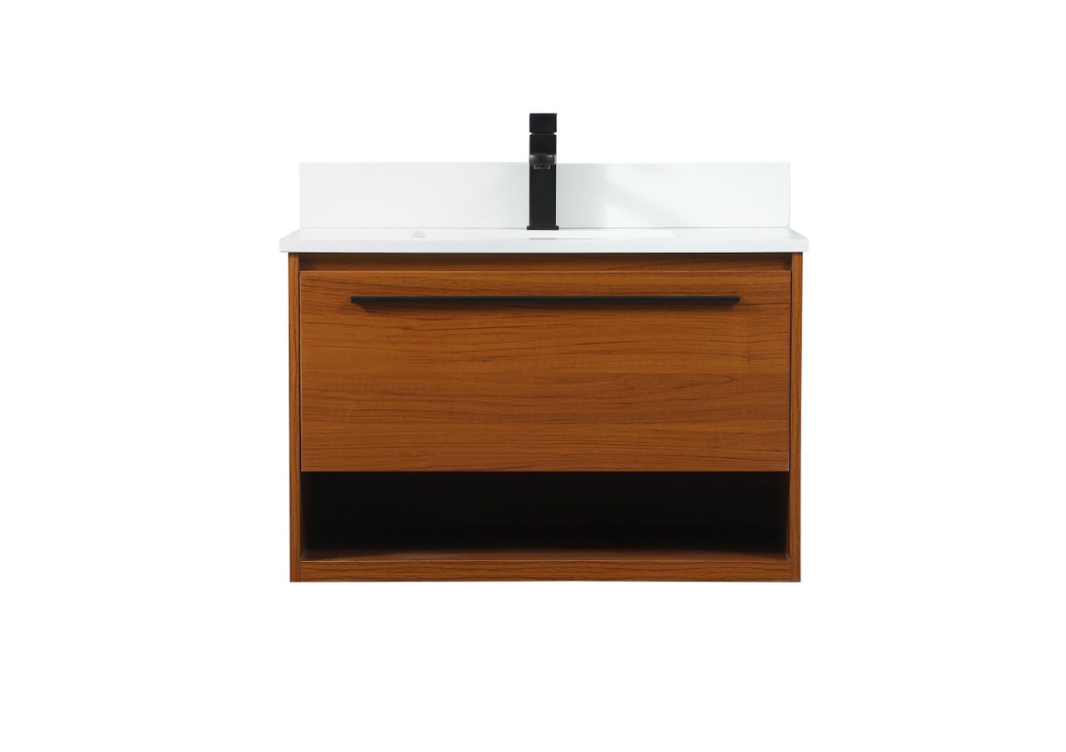 VF43530MTK-BS 30" Single Bathroom Vanity in Teak With Backsplash