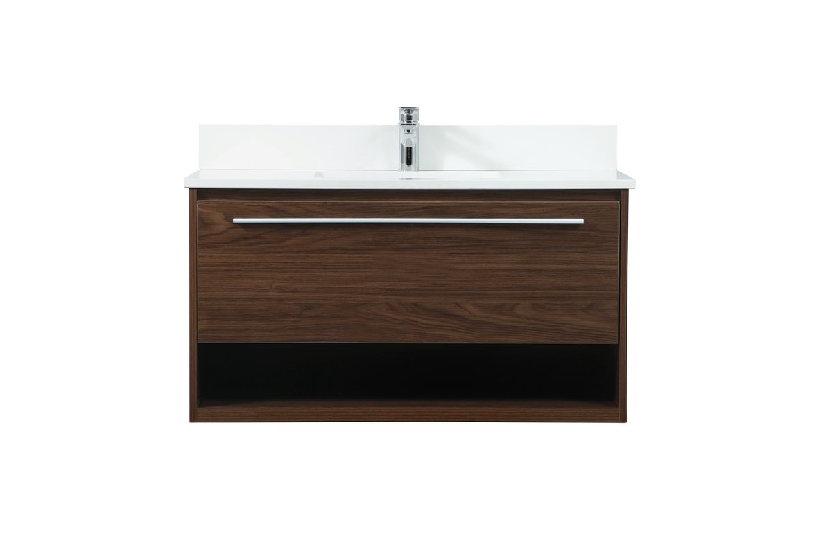 VF43536MWT-BS 36" Single Bathroom Vanity in Walnut With Backsplash